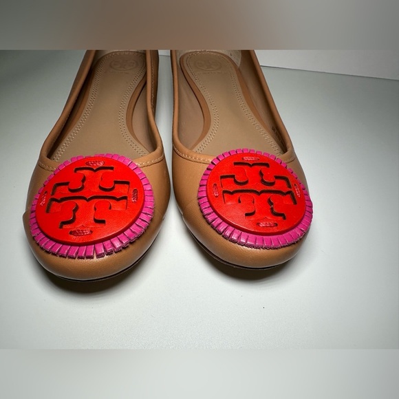 Tory Burch Brown Leather Reva Pebbled Ballet Flats Size 6 M - Picture 4 of 11